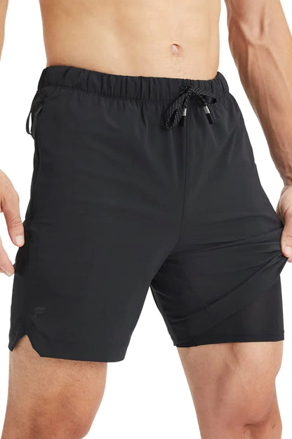 Fabletics Mens The One Short (Lined) Training Swimming Lightweight Quick-Dry Zip Pocket Stretch Woven 7" Inseam XL Black